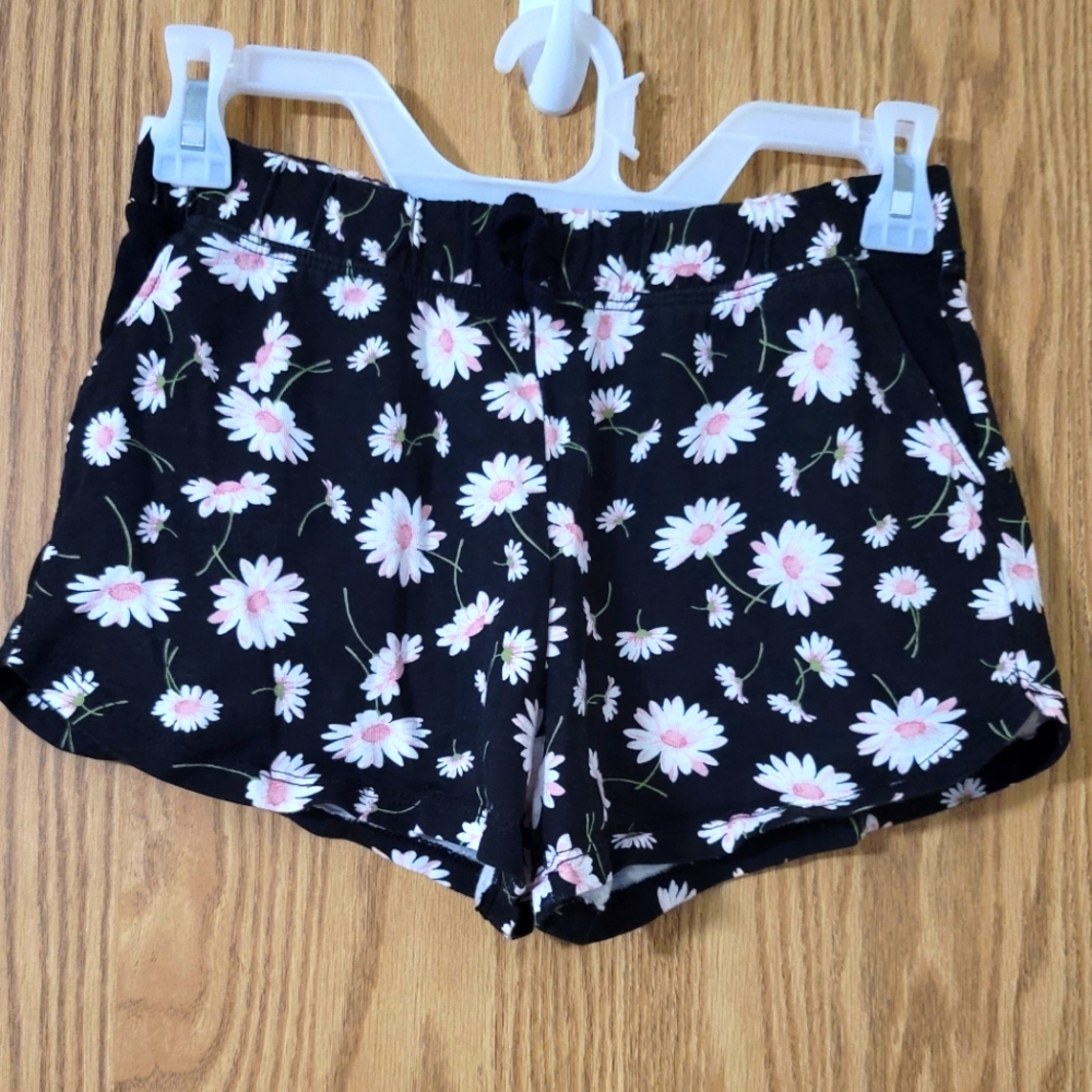 Childrens Place Girls Size L 10/12 Stretchy Pull On Shorts Black Floral